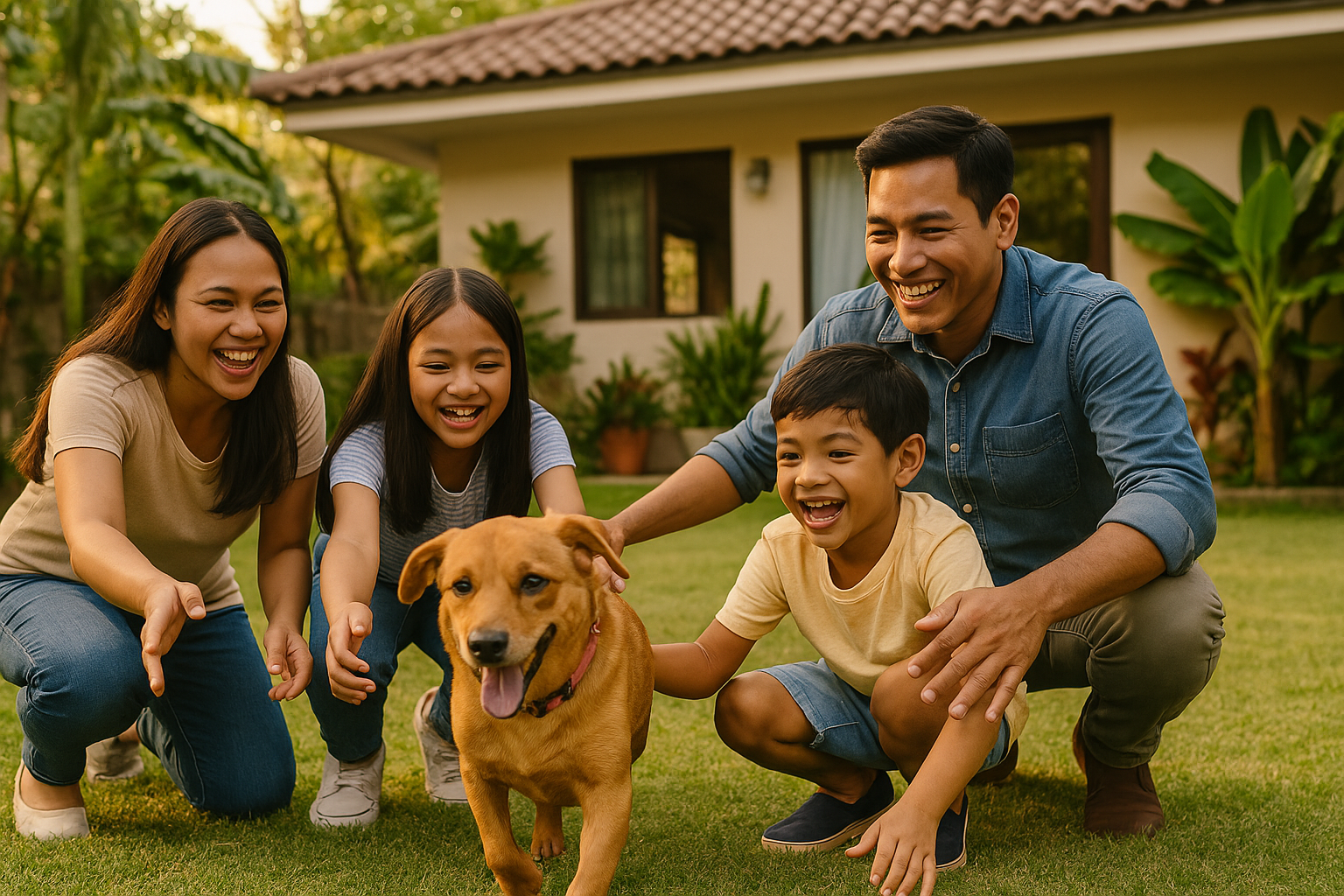 Filipino dog owner bonding with pet outdoors – pet care tips in the Philippines